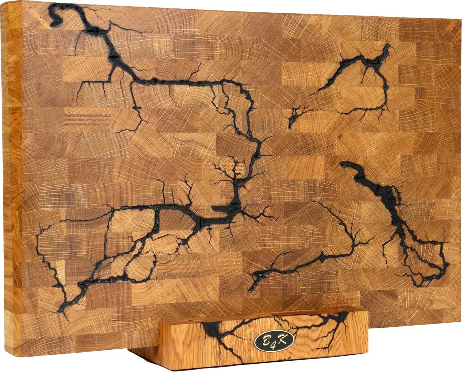 Lichtenberg Designer Stirnholzbrett Eiche 45x30x4cm – Massives Unikat-Schneidebrett