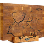 Designer Stirnholzbrett Eiche 35x25x4cm – Unikat mit Lichtenberg-Blitzen
