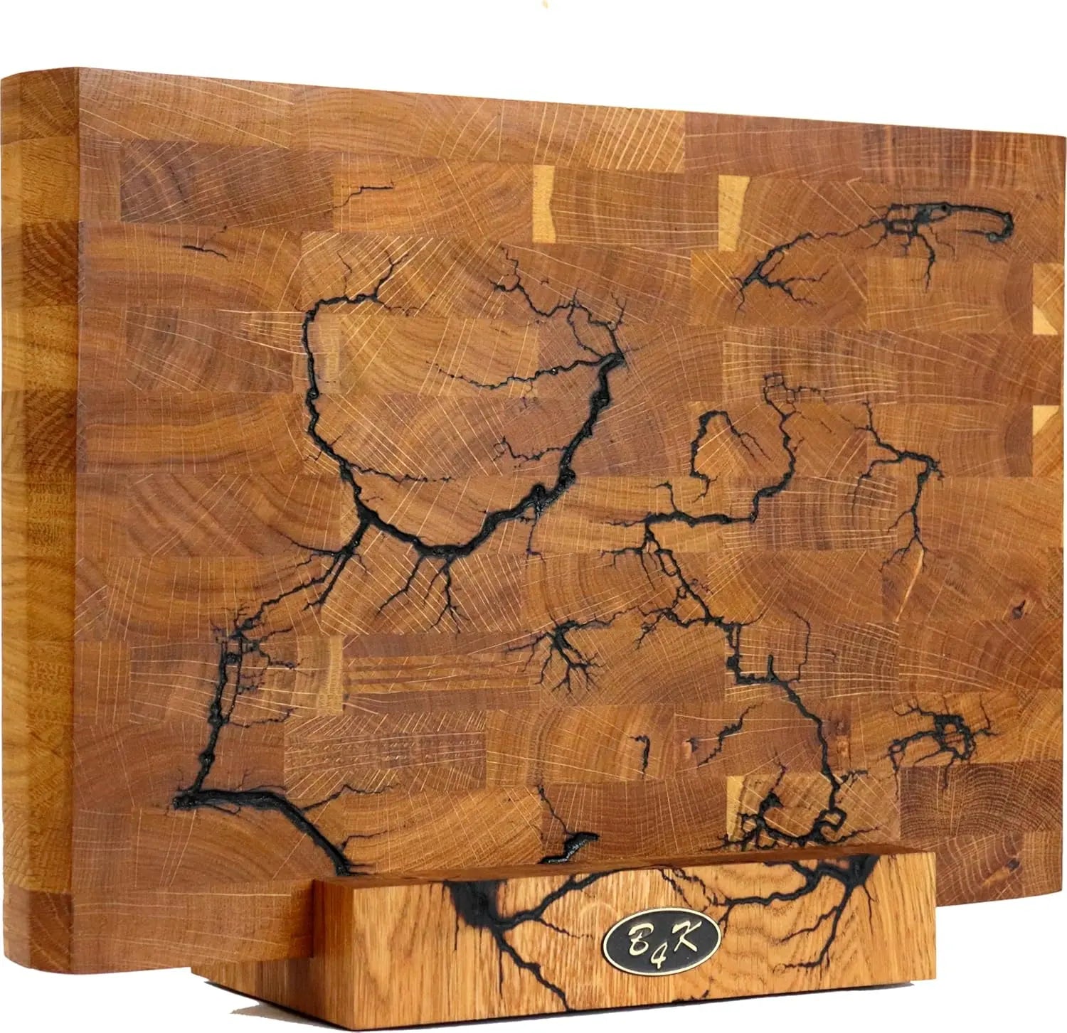 Designer Stirnholzbrett Eiche 35x25x4cm – Unikat mit Lichtenberg-Blitzen