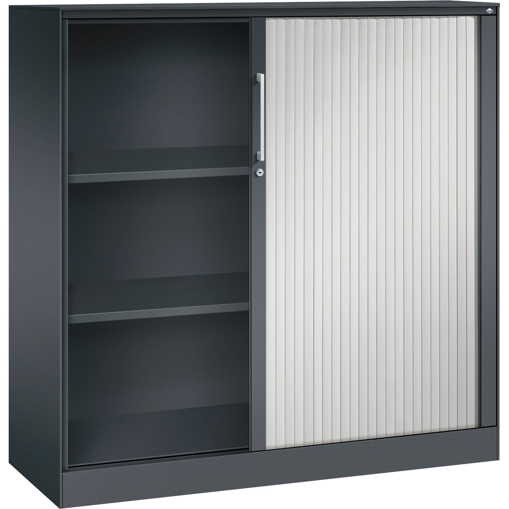 C+P Rollladenschrank Asisto 3 Ordnerhöhen 1.000 x 1.310 x 435 mm (B x H x T) schwarzgrau