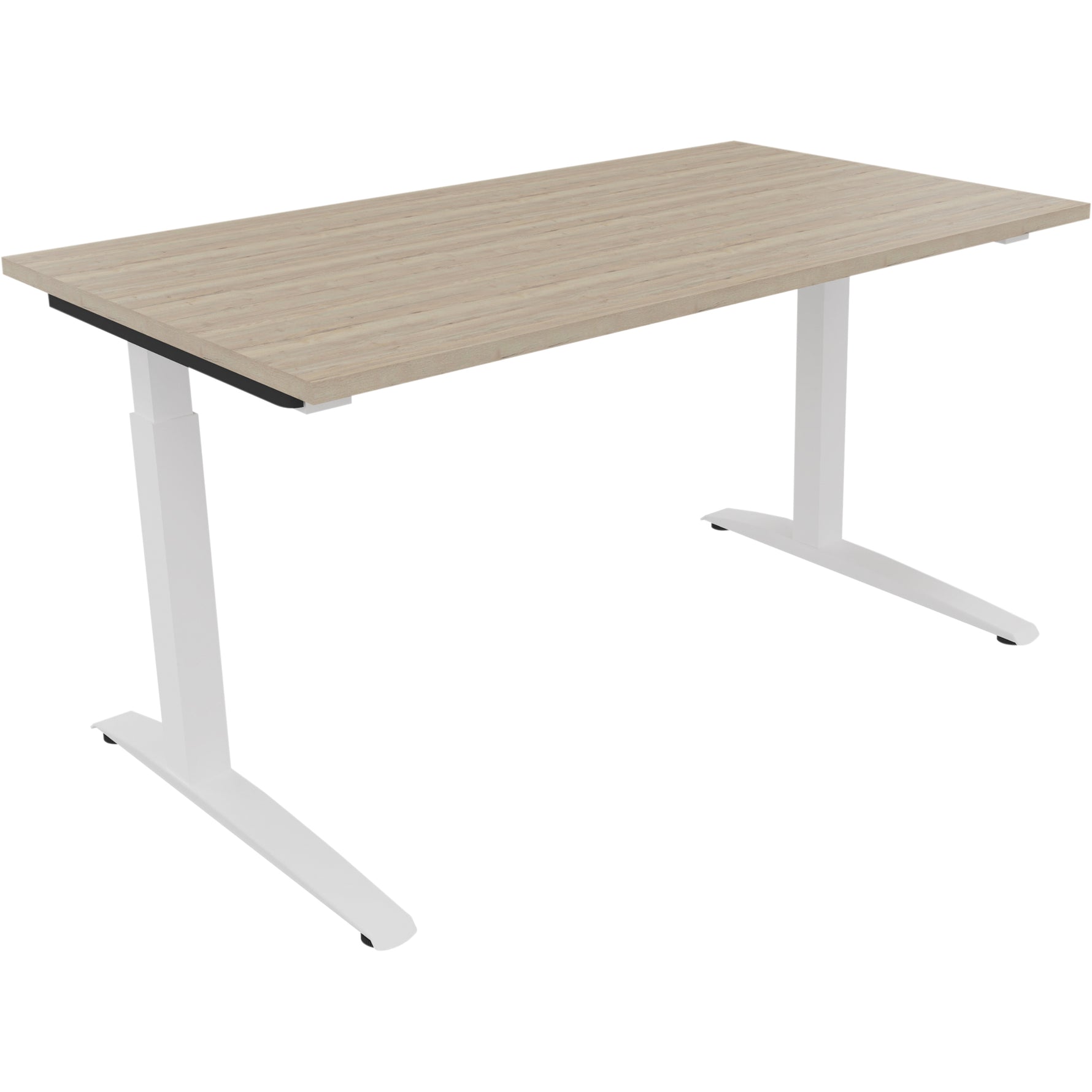 Schreibtisch all in one 1.400 x 650-850 x 800 mm (B x H x T) Flachkufe Quadratrohr eiche natur