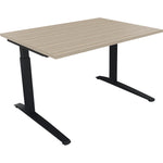 Schreibtisch all in one 1.800 x 650-850 x 700 mm (B x H x T) Flachkufe Quadratrohr eiche natur