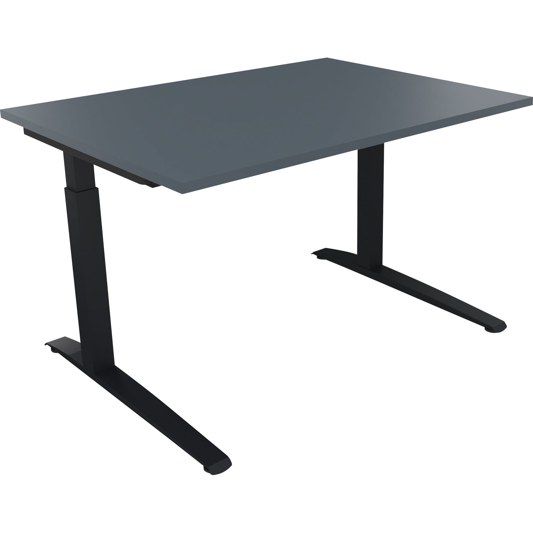 Schreibtisch all in one 1.800 x 650-850 x 700 mm (B x H x T) Flachkufe Quadratrohr lavagrau
