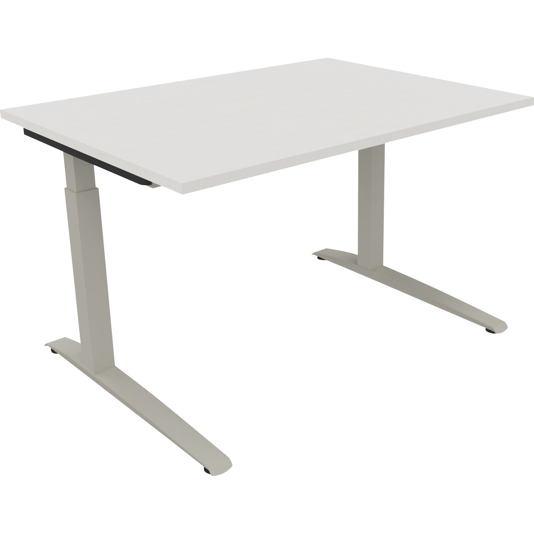 Schreibtisch all in one 1.800 x 650-850 x 700 mm (B x H x T) Flachkufe Quadratrohr diamant weiß
