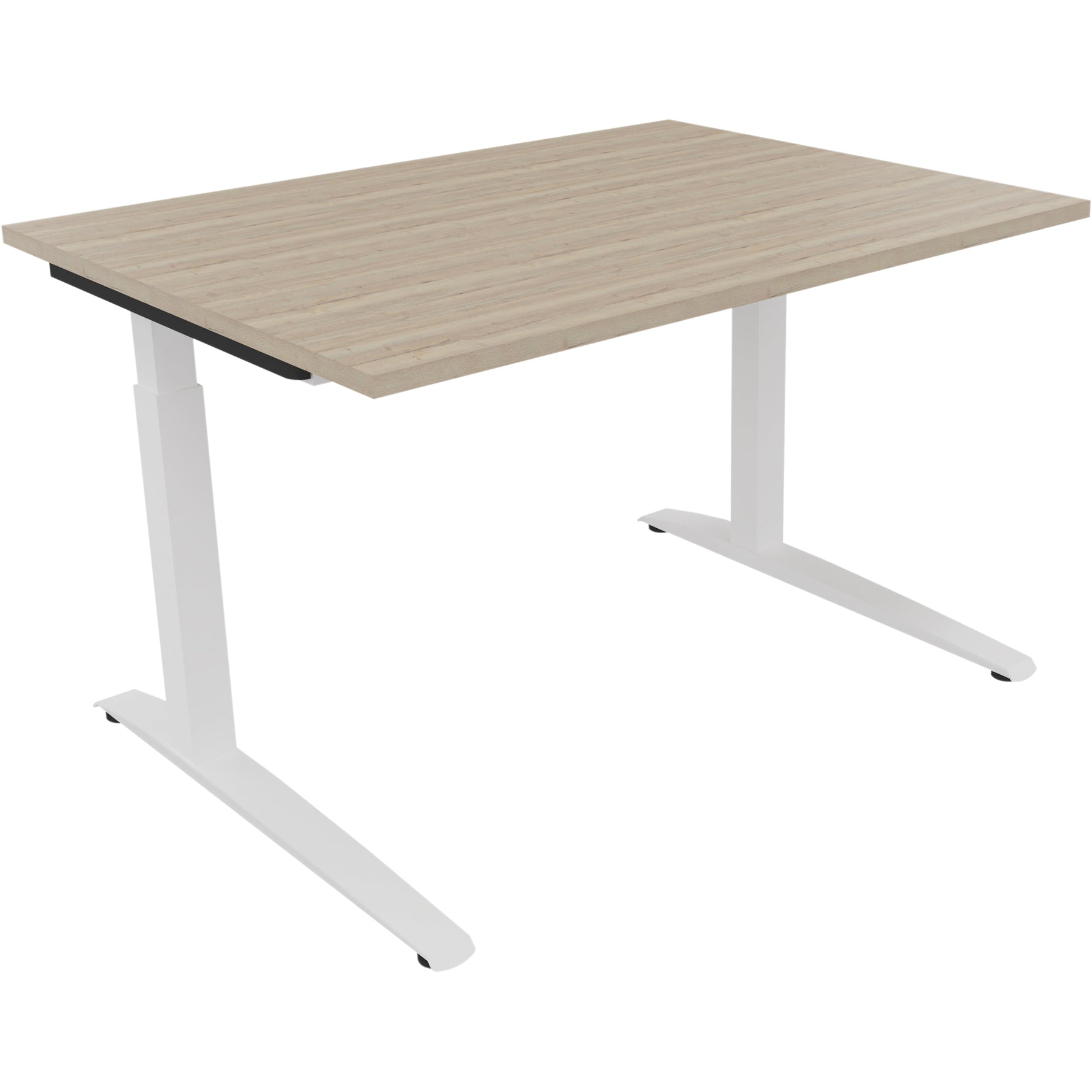 Schreibtisch all in one 1.800 x 650-850 x 700 mm (B x H x T) Flachkufe Quadratrohr eiche natur