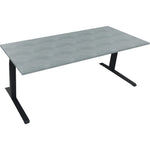 Schreibtisch all in one 2.000 x 645-1.275 x 800 mm (B x H x T) beton hell