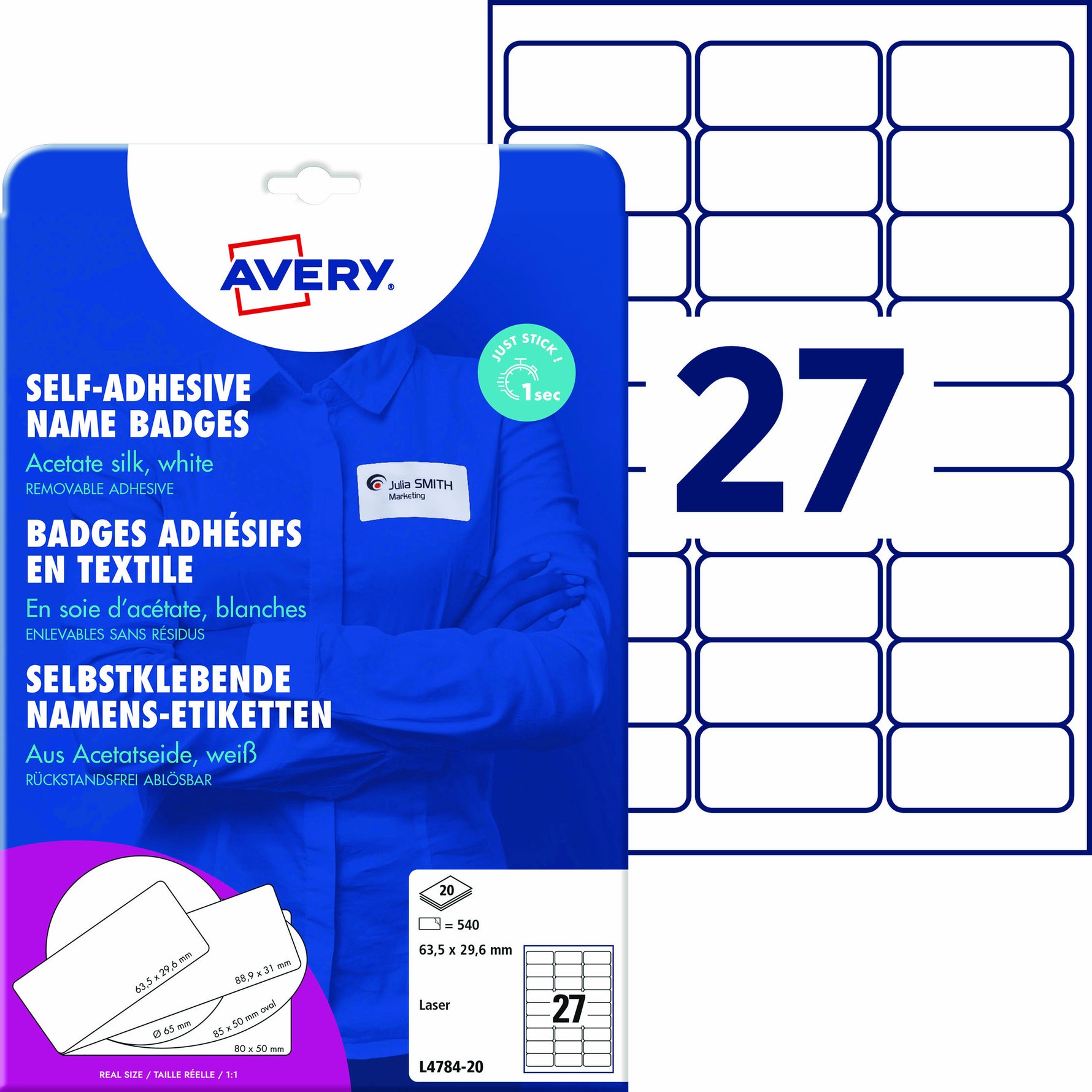 Avery Zweckform Namensetikett wieder ablösbar 63,5 x 29,6 mm (B x H)