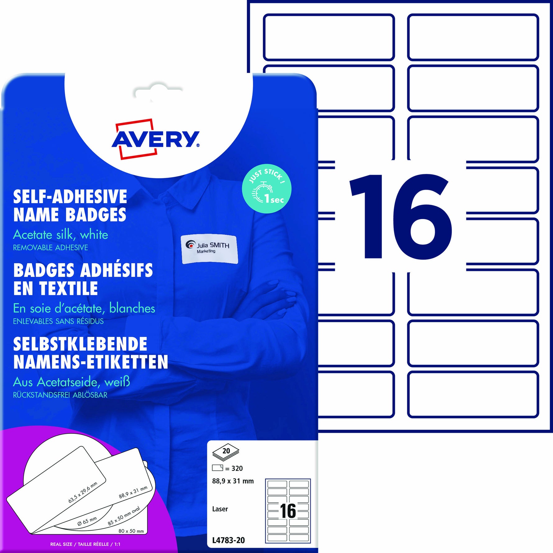 Avery Zweckform Namensetikett 88,9 x 31 mm (B x H)