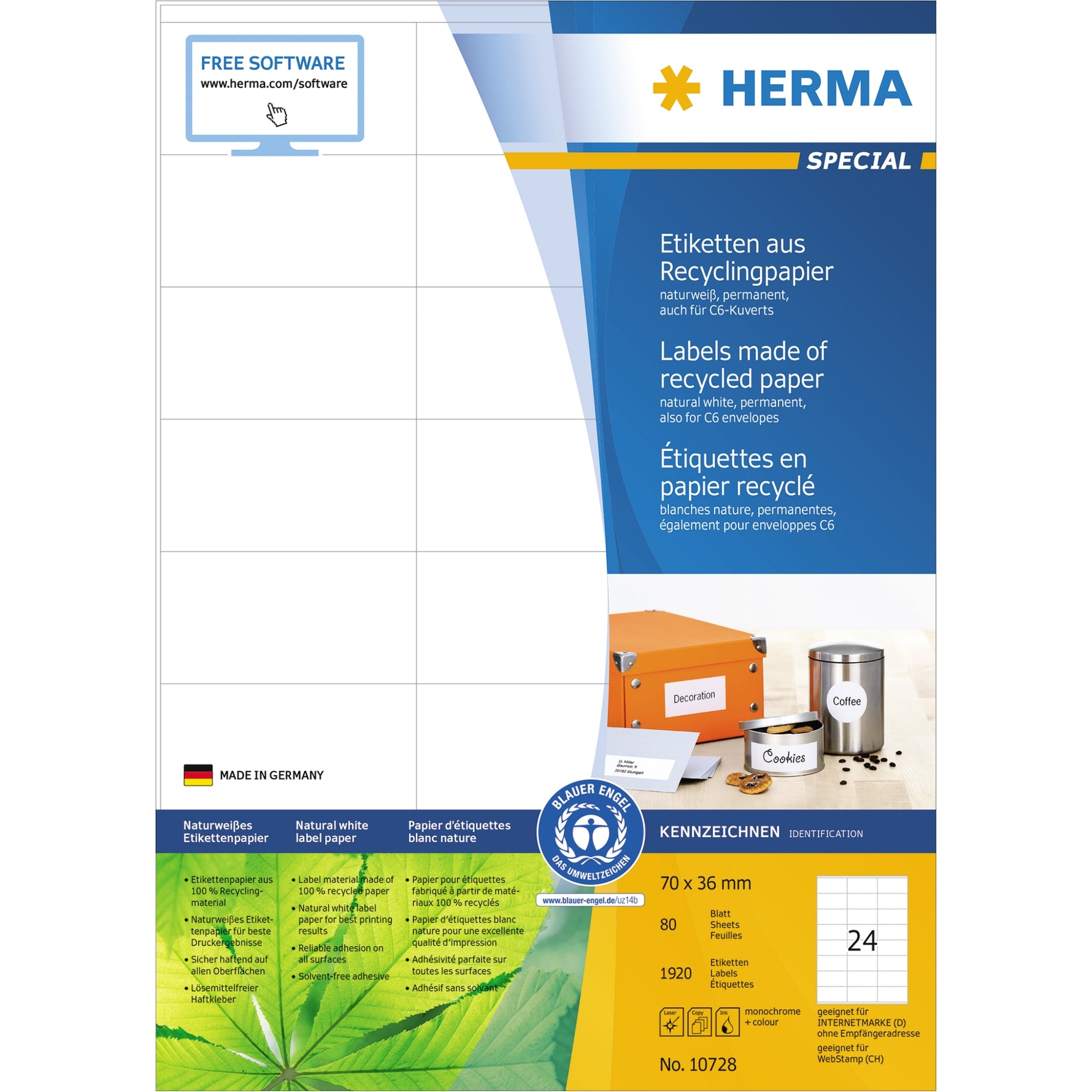 HERMA Universaletikett Recycling 70 x 36 mm (B x H)