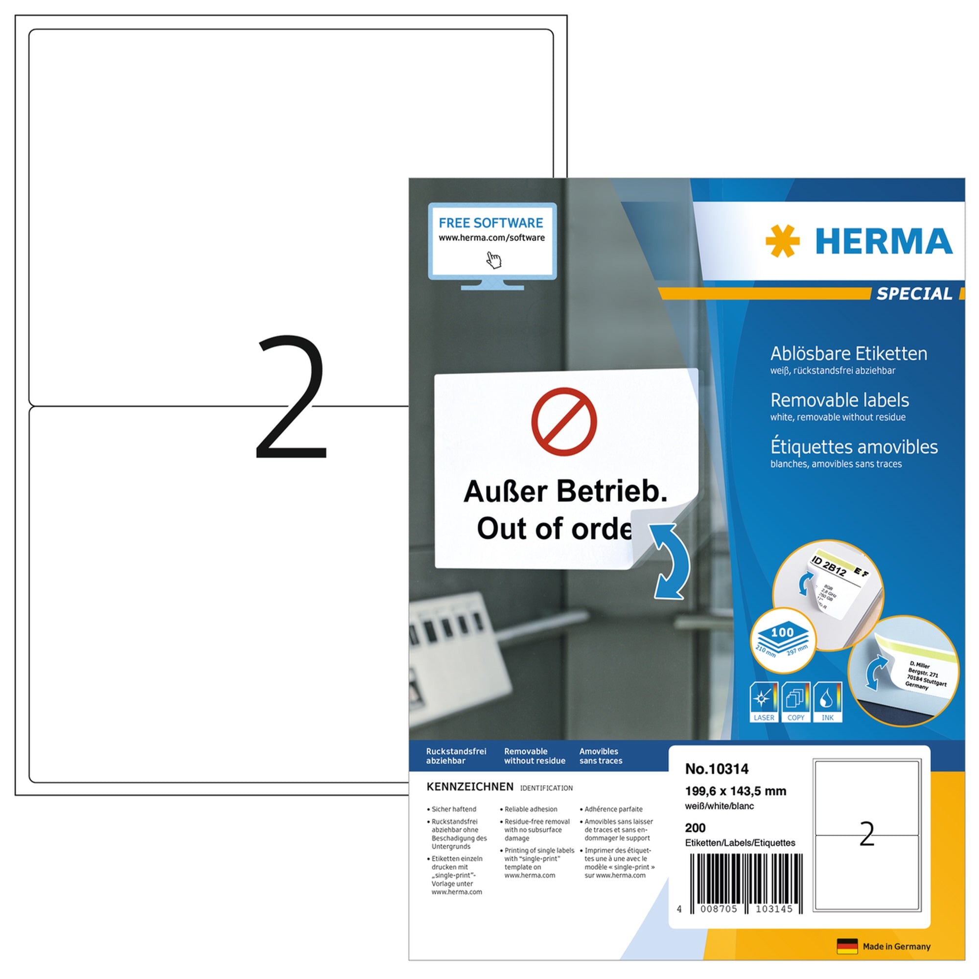 HERMA Haftetikett 199,6 x 143,5 mm (B x H)