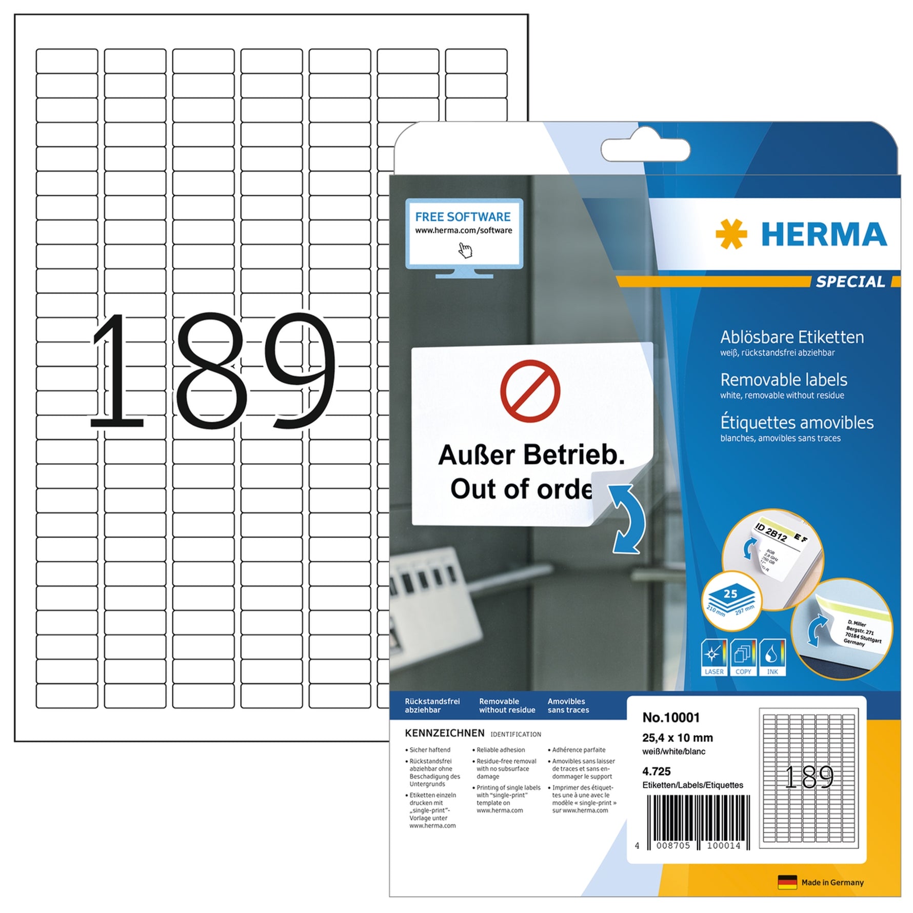 HERMA Haftetikett 25,4 x 10 mm (B x H)