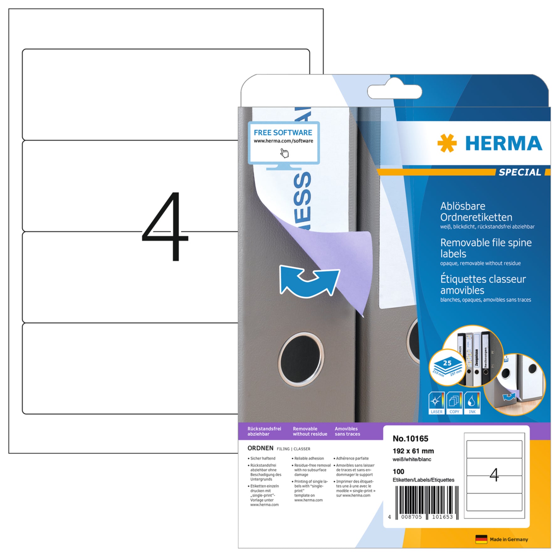 HERMA Ordnerrückenetikett breit/kurz 100 Etik./Pack.