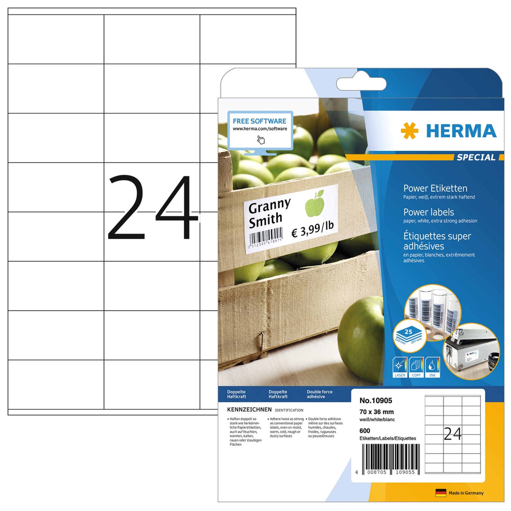 HERMA Universaletikett Power 70 x 36 mm (B x H)
