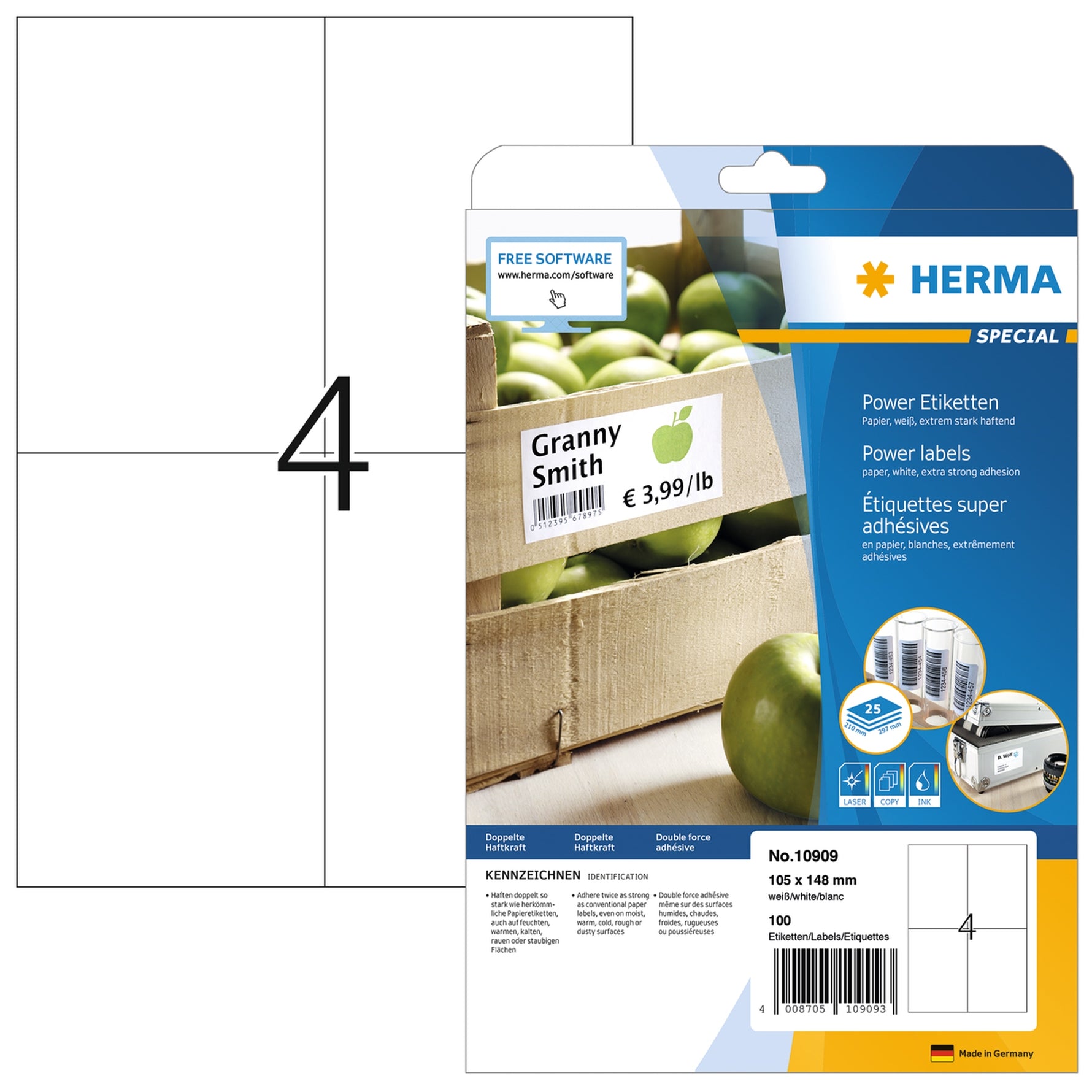HERMA Universaletikett Power 105 x 148 mm (B x H)