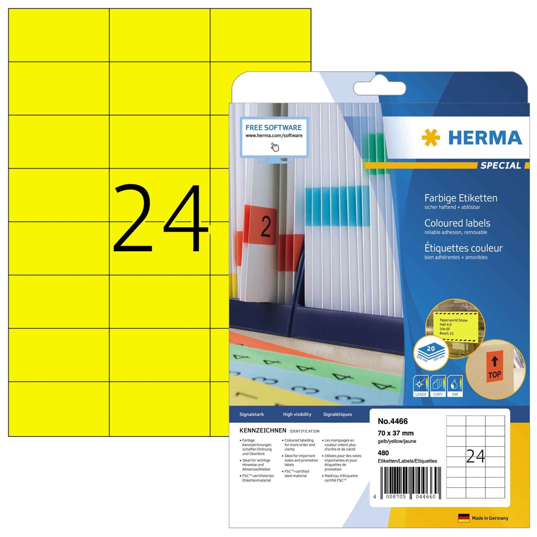 HERMA Universaletikett farbig 70 x 37 mm (B x H)