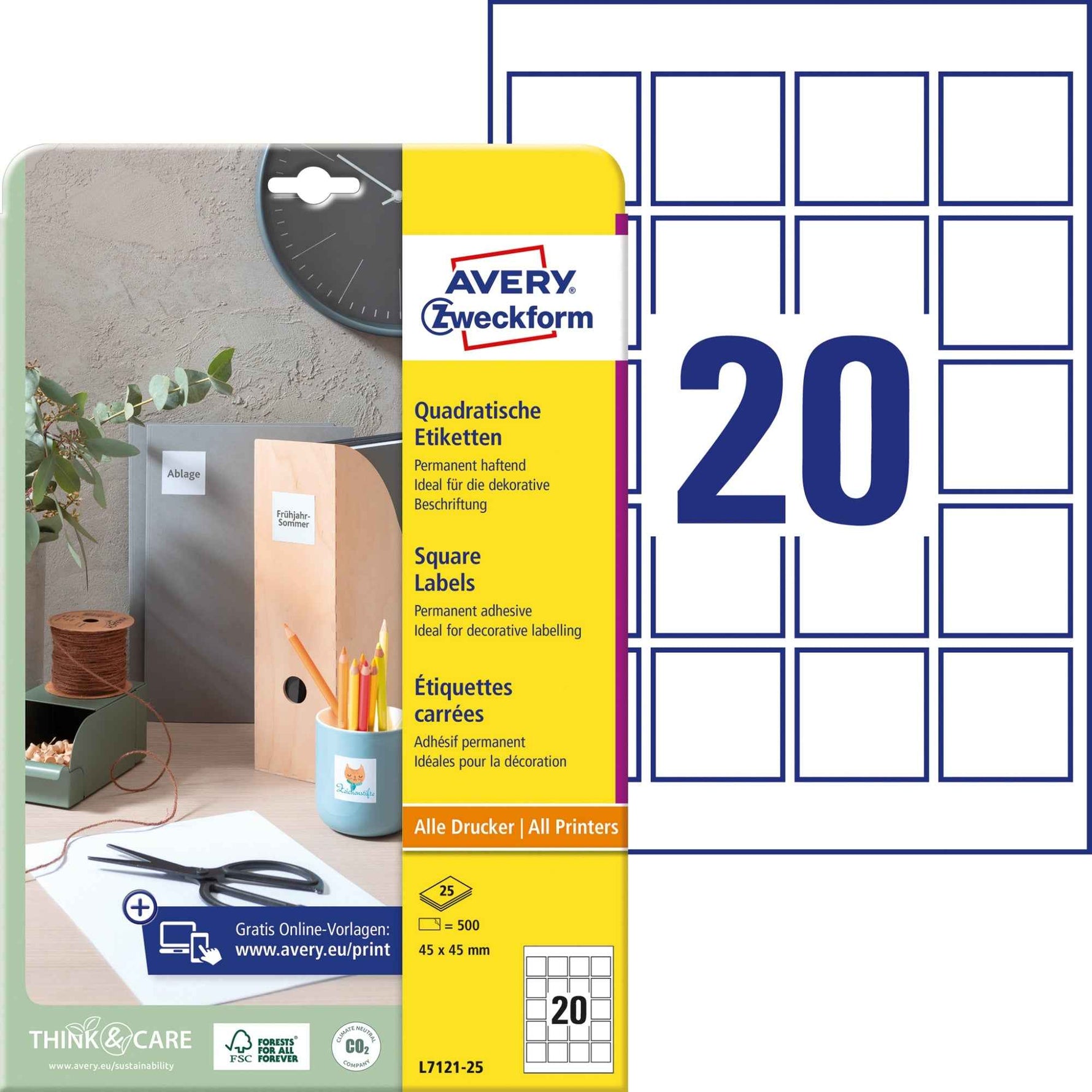 Avery Zweckform Universaletikett 35 x 35 mm (B x H)