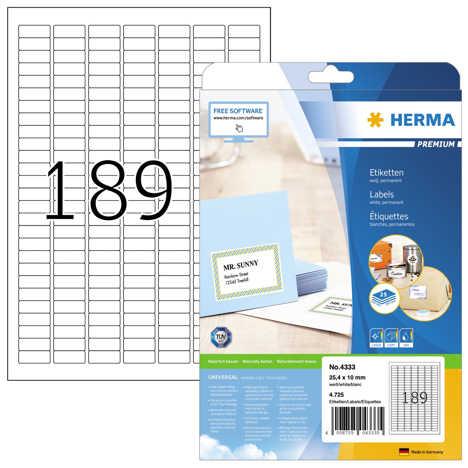 HERMA Universaletikett PREMIUM 25,4 x 10 mm (B x H)