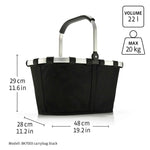 Reisenthel Einkaufskorb Carrybag aus robustem Material, faltbar und leicht, ideal für Einkäufe und unterwegs, in Schwarz gehalten.