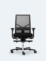 Ergonomischer Bürodrehstuhl Löffler FIGO AIR mit schwarzem Netzsitz und Rückenlehne, modern und bequem für das Büro.