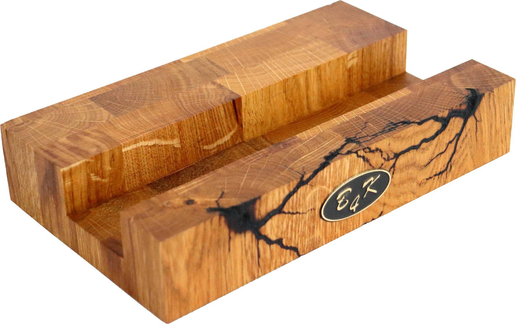 Designer Stirnholzbrett Eiche 35x25x4cm – Unikat mit Lichtenberg-Blitzen