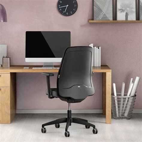 Bürodrehstuhl Wiepa Office Air mit Netzrücken, bequemer Schreibtischstuhl für das Büro, ergonomisches Design, schwarzes Mesh.