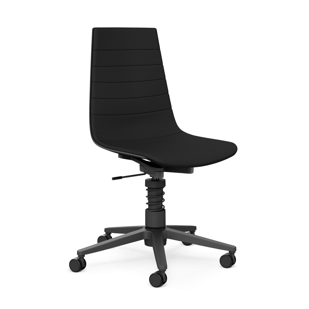 Schwarzer Aeris Linu Task Bürostuhl mit Flex-Kinematik und Federbein, ergonomisches Design und Komfort für den Arbeitsplatz