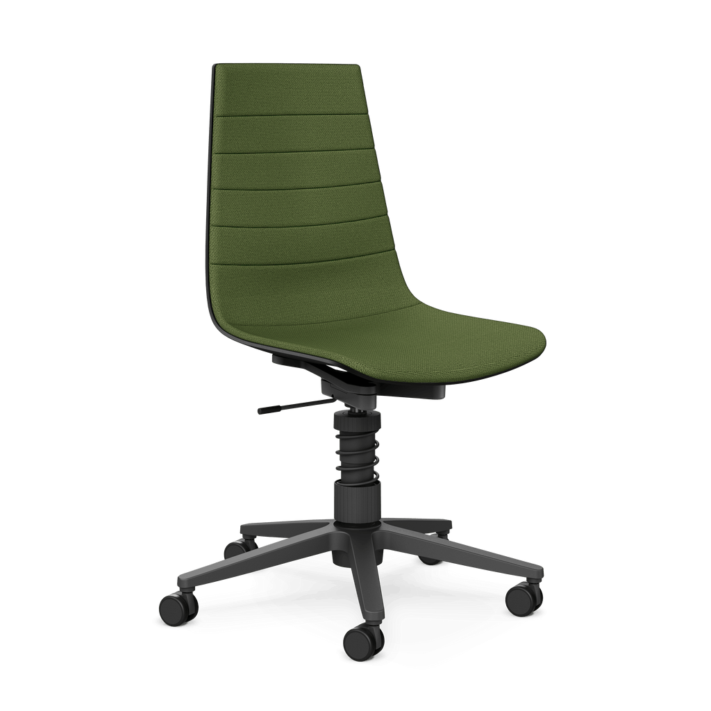 Schwarzer Aeris Linu Task Bürostuhl mit Flex-Kinematik und Federbein, ergonomisches Design für komfortables Arbeiten