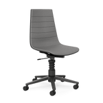 Schwarzer Aeris Linu Task Bürostuhl mit Flex-Kinematik und Federbein, ergonomisches Design, Blick auf Sitz und Rückenlehne