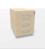 WINI Rollcontainer in Apfel Meran Dekor mit flexiblen Stauraum, ideal für Büro oder Zuhause, zeigt geöffneten Stauraum und Rollen.