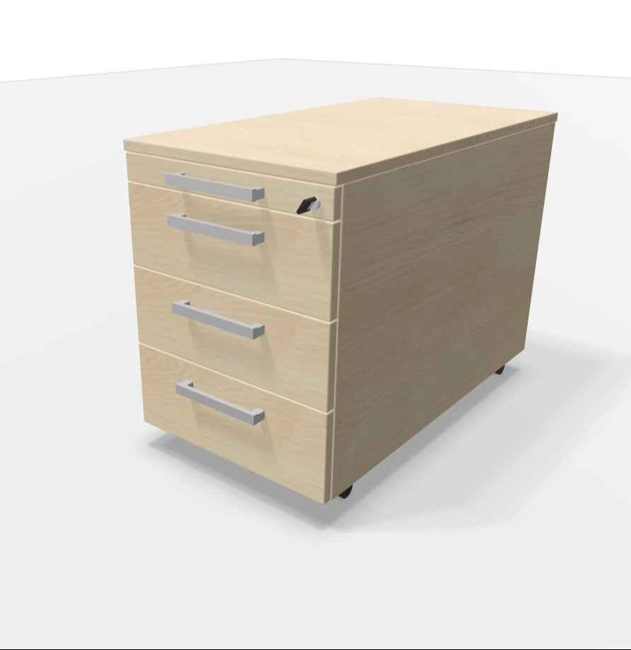 WINI Rollcontainer in Apfel Meran Dekor, flexibler Stauraum mit Schubladen und Rollen für Büro oder Zuhause.