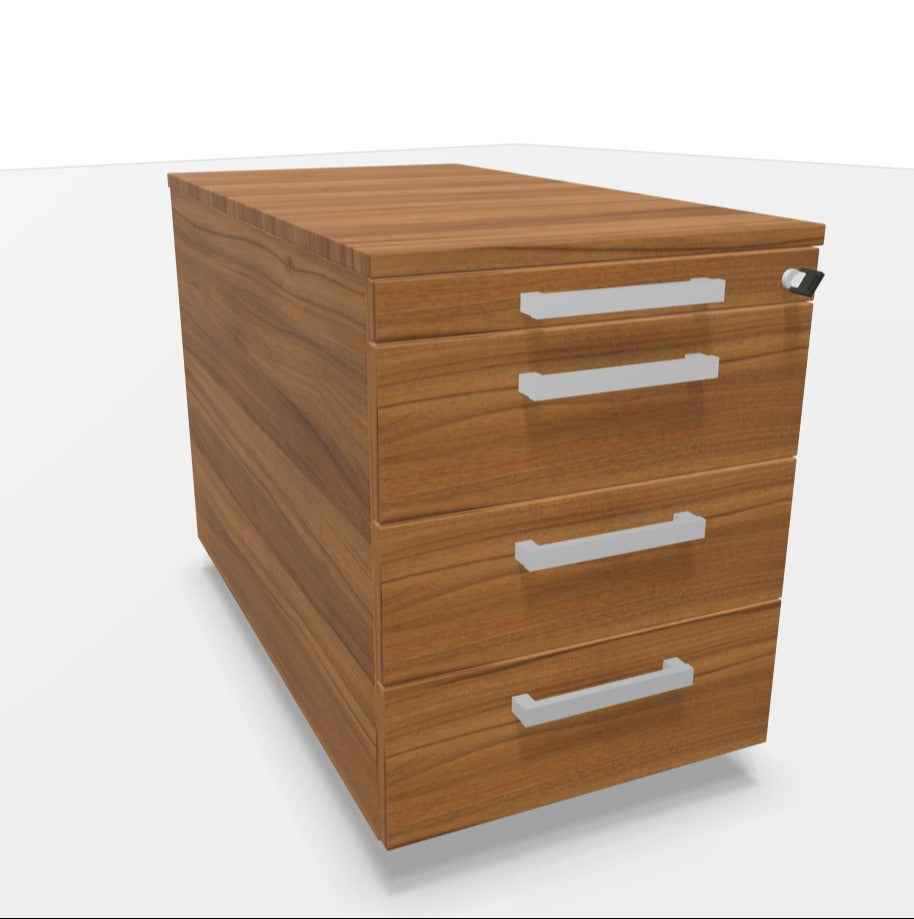 WINI Rollcontainer in Dijon Nussbaum mit Stauraum, funktionales Möbelstück für Büro und Arbeitszimmer, seitliche Griffe, moderne Optik