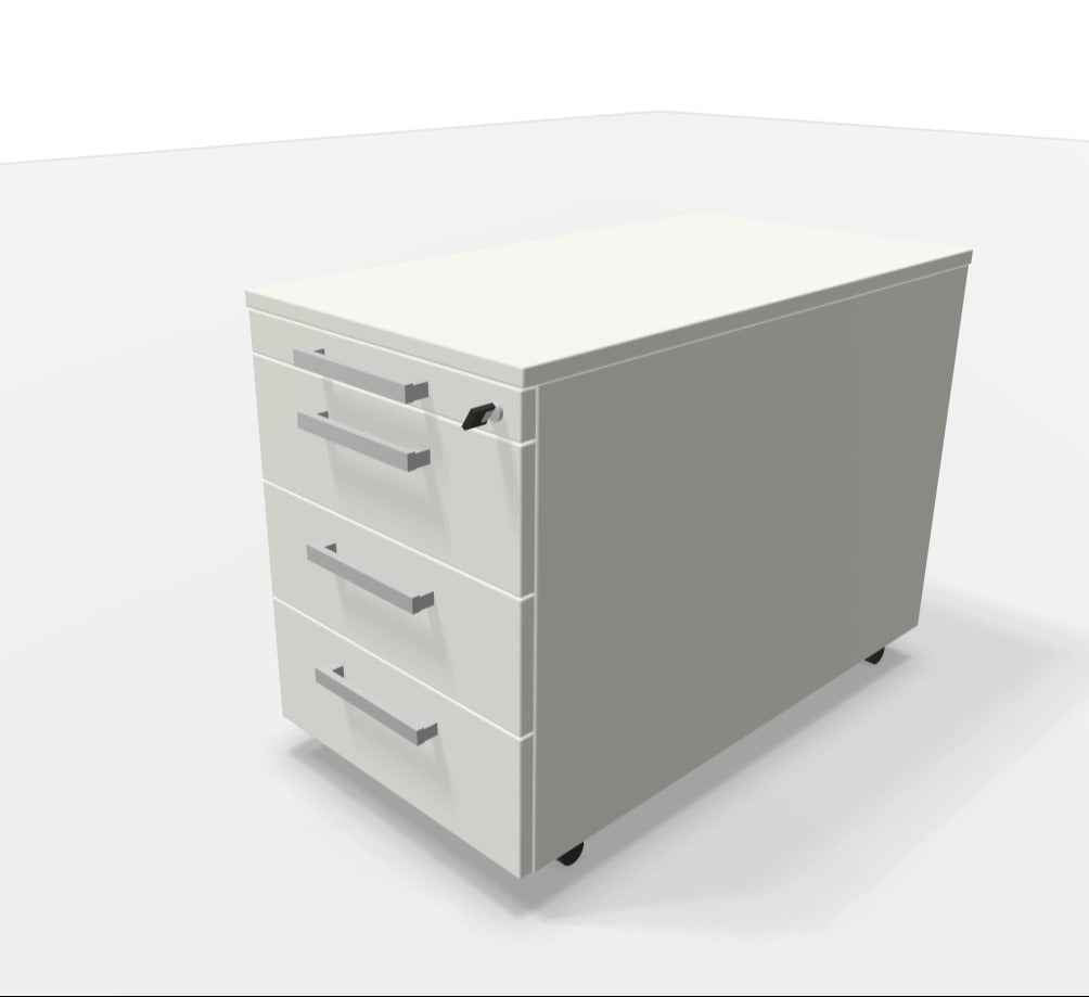 WINI Rollcontainer in Titanweiß, flexibler Stauraum mit Schubladen und Rollen, modernes Büro- und Home-Office-Möbel.
