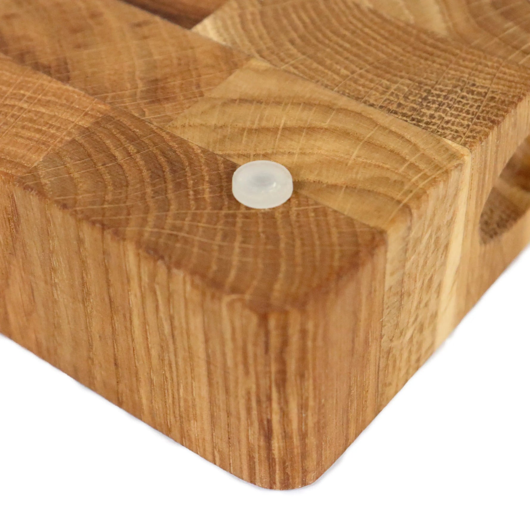 Kompakter Hirnholz Hackblock Eiche 35x25x4cm – Mit Saftrille & Silikonfüßen