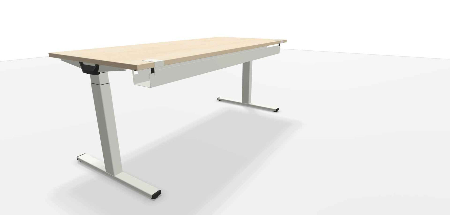Elektrischer Schreibtisch WINEA STARTUP 2.0 von WINI, Titanweiß, 180 x 80 cm, mit T-förmigem Gestell.