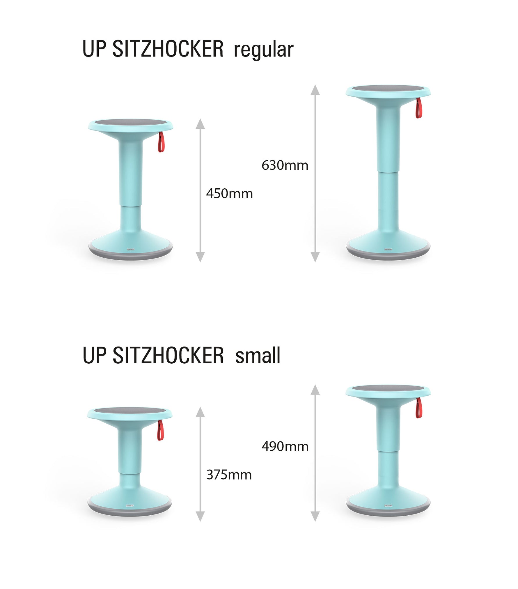 Interstuhl UP Hocker Familien Bundle, 1× UP + 1× UP Junior S, freie Farbwahl, ergonomisches Sitzhocker Set