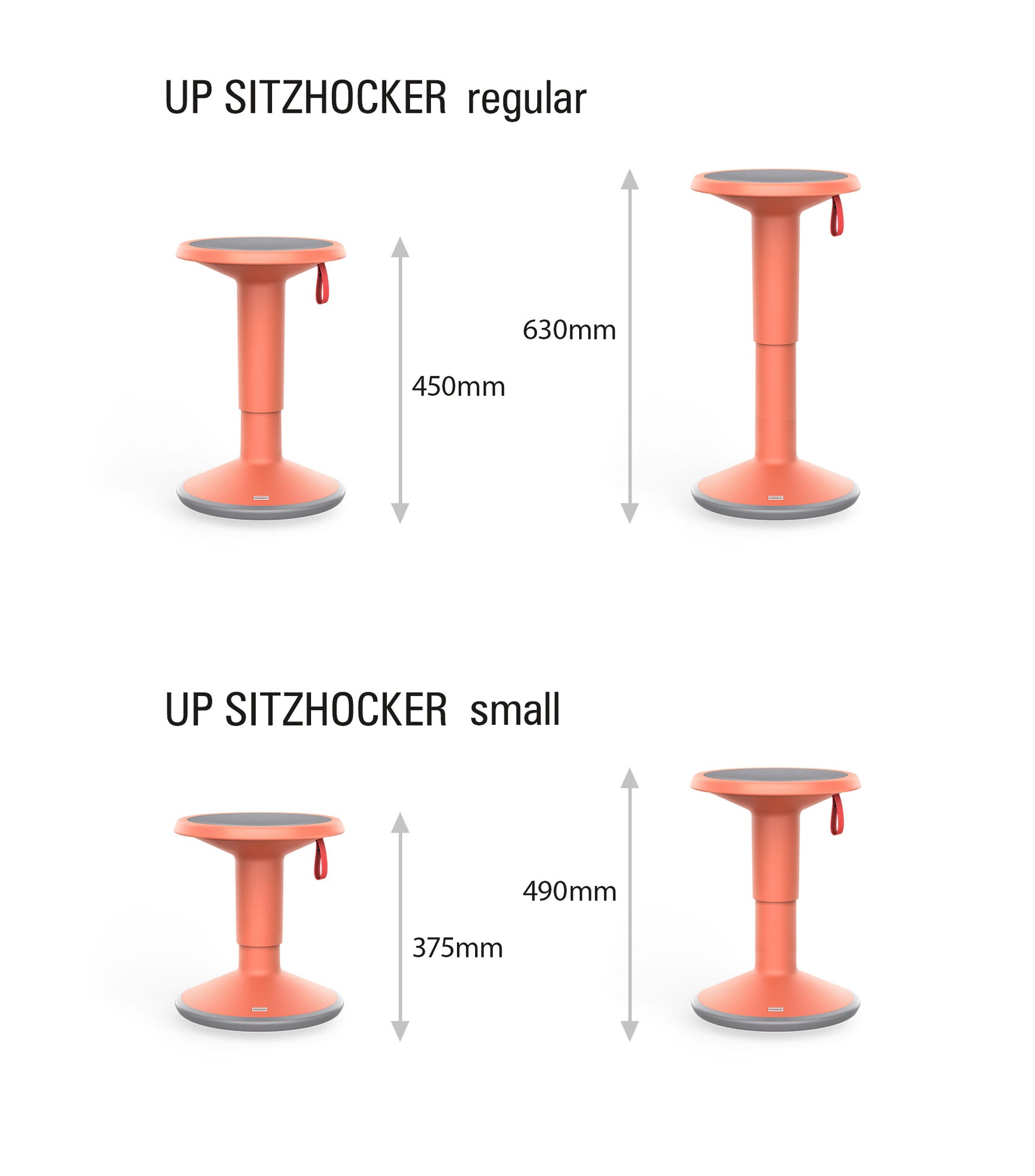 Interstuhl UP Hocker Familien Bundle, 1× UP + 1× UP Junior S, freie Farbwahl, ergonomisches Sitzhocker Set