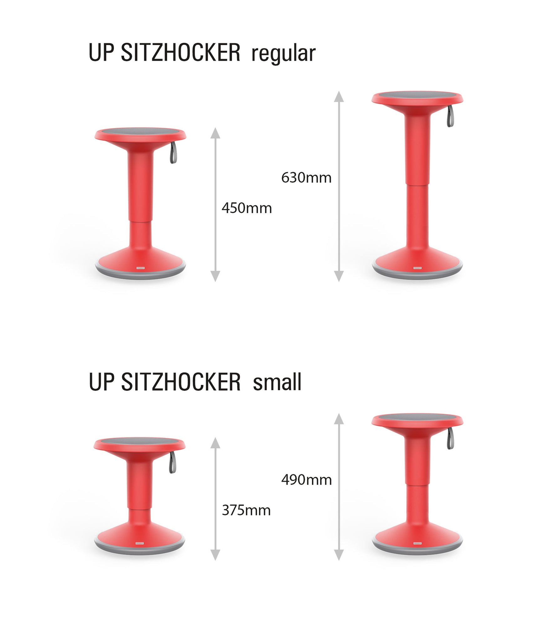 Interstuhl UP Hocker Familien Bundle, 1× UP + 1× UP Junior S, freie Farbwahl, ergonomisches Sitzhocker Set