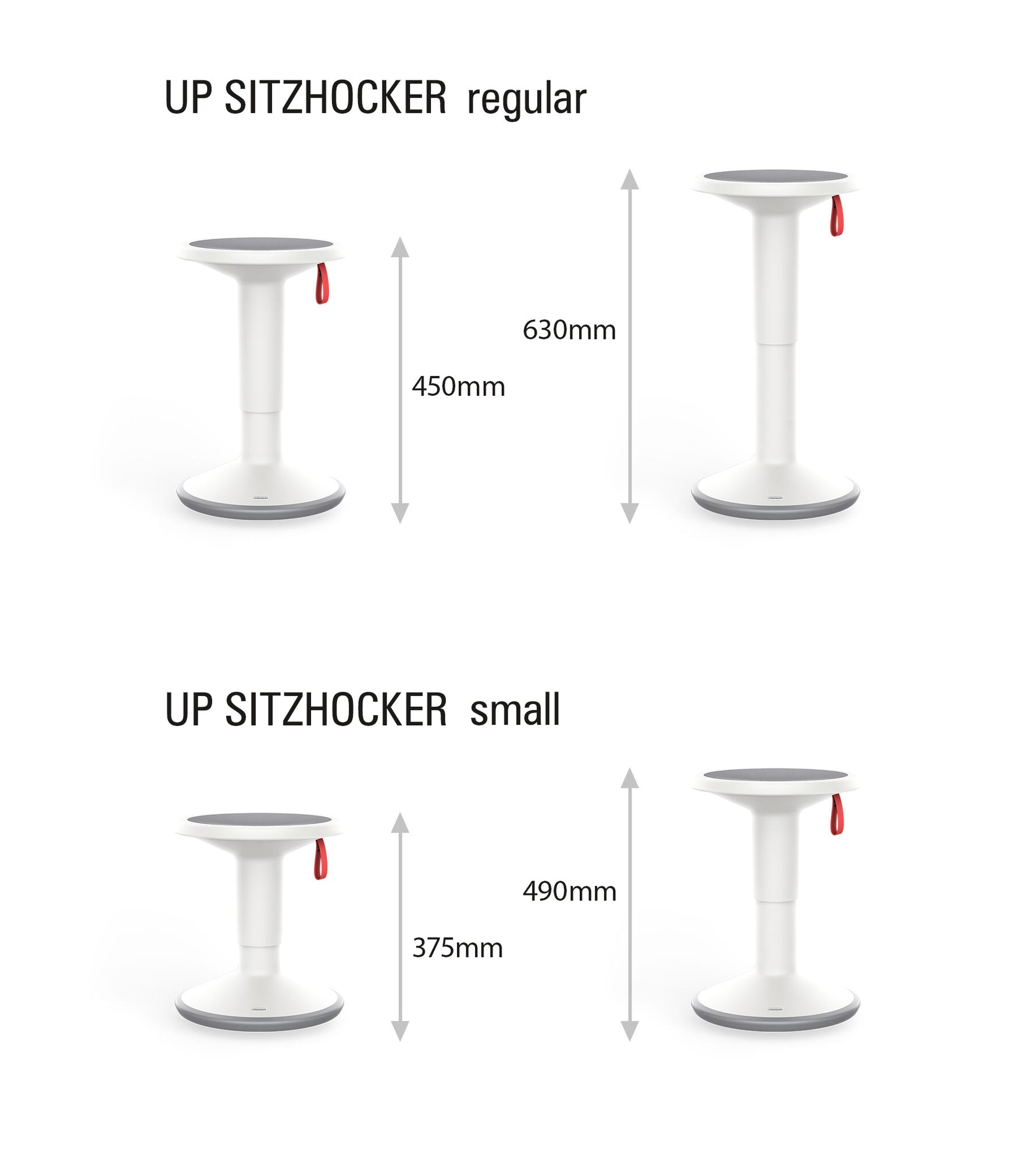 Interstuhl UP Hocker Familien Bundle, 1× UP + 1× UP Junior S, freie Farbwahl, ergonomisches Sitzhocker Set