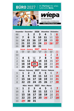 WIEPA 4-Monats-Wandkalender 2027 (28,5 x 63,5 cm) – Der vorausschauende Mehrmonatsplaner
