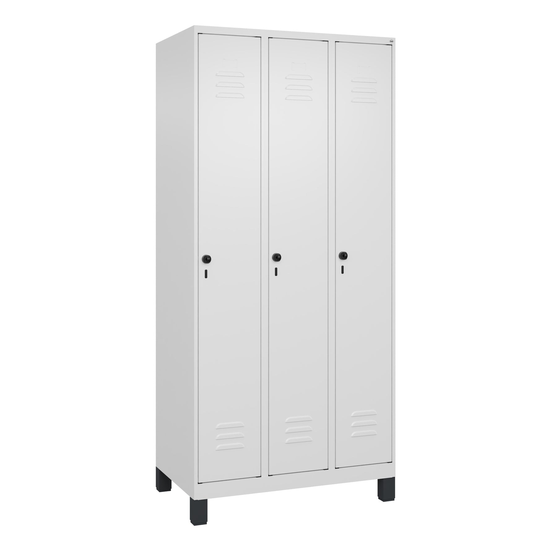 C+P Kleiderspind Classic PLUS mit Standfuß 900 x 1.950 x 500 mm (B x H x T) verkehrsweiß