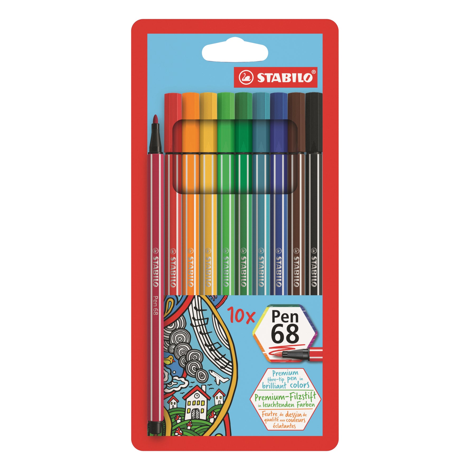 STABILO® Fasermaler Pen 68 10 St./Pack.
