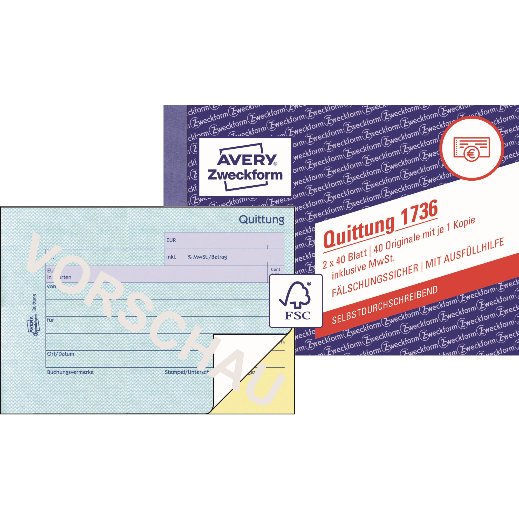 Avery Zweckform Quittung 1736