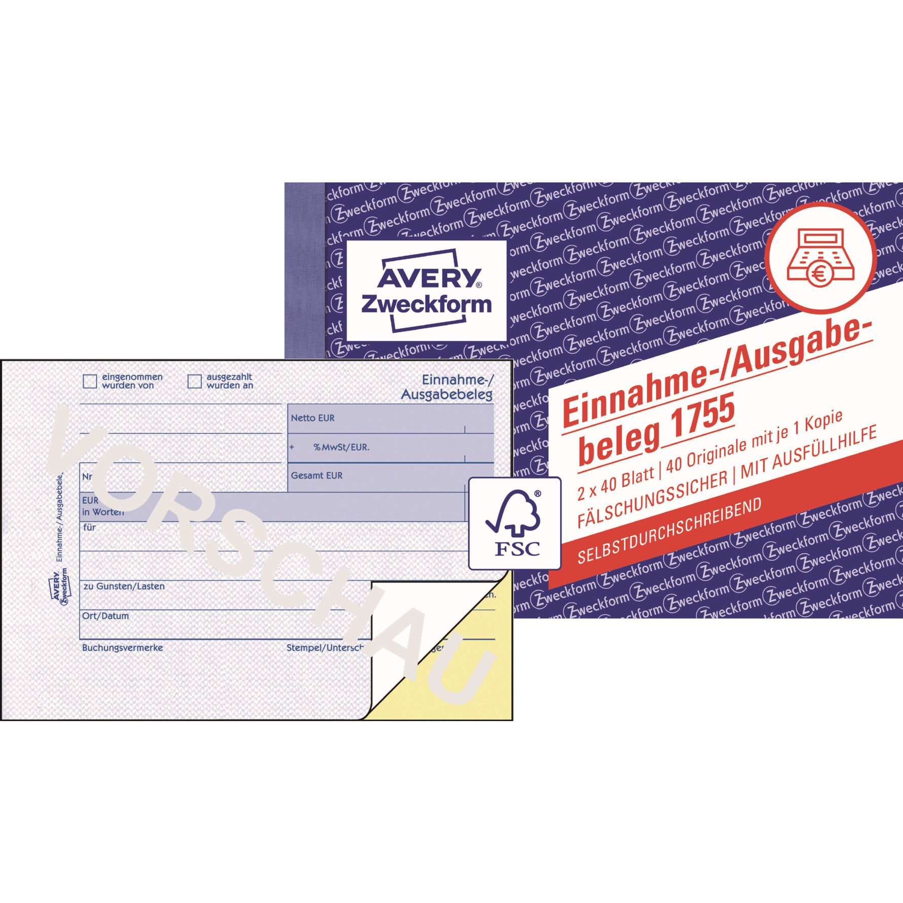 Avery Zweckform Einnahme-/Ausgabebeleg 1755