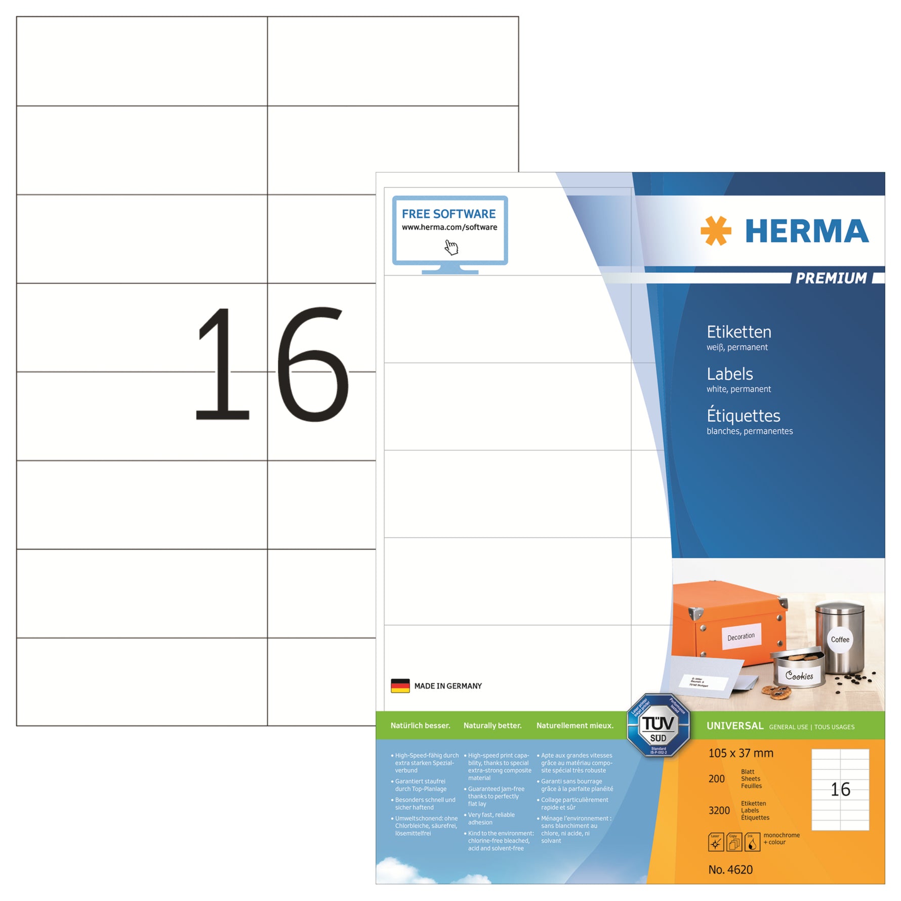 HERMA Universaletikett PREMIUM 105 x 37 mm (B x H)
