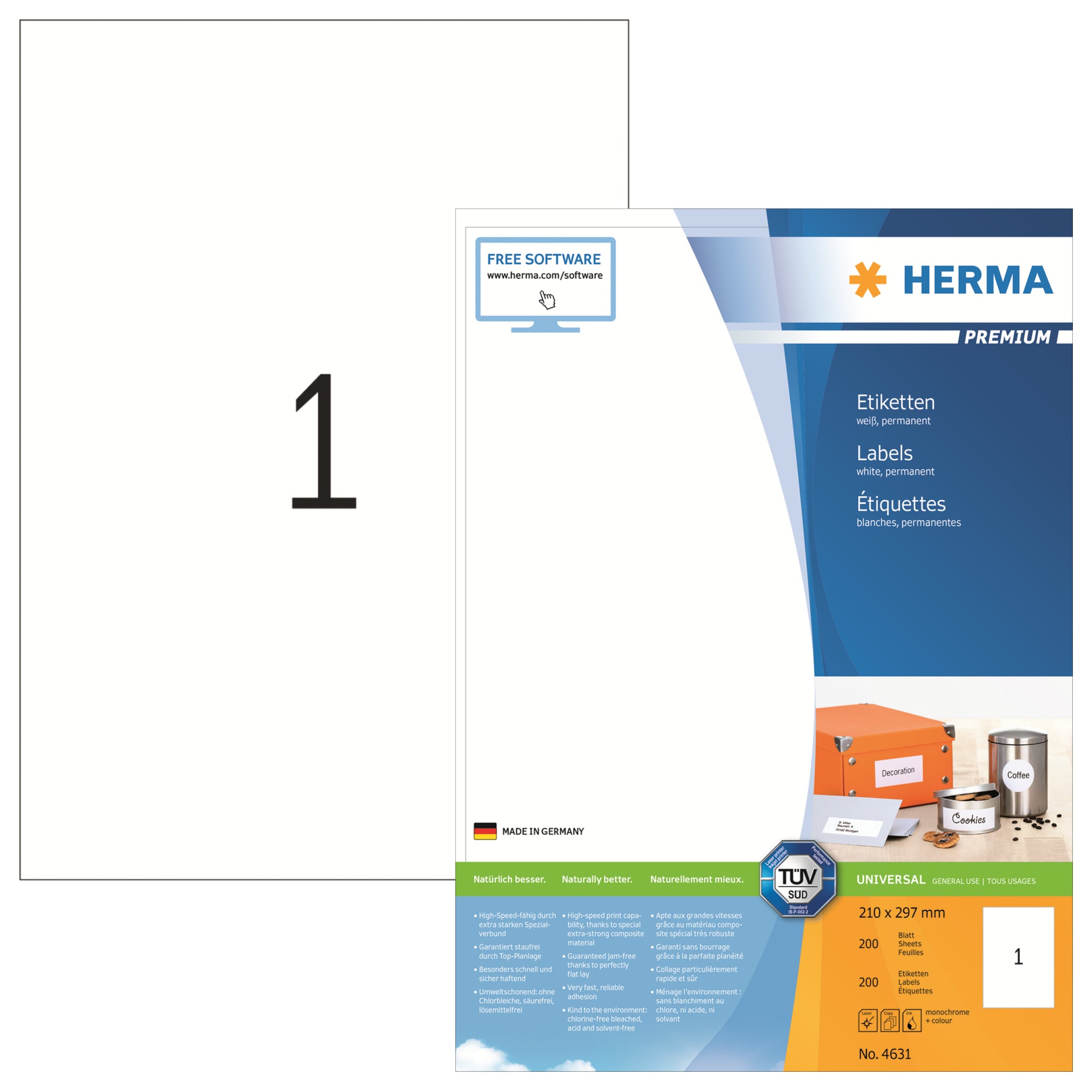 HERMA Universaletikett PREMIUM 210 x 297 mm (B x H)