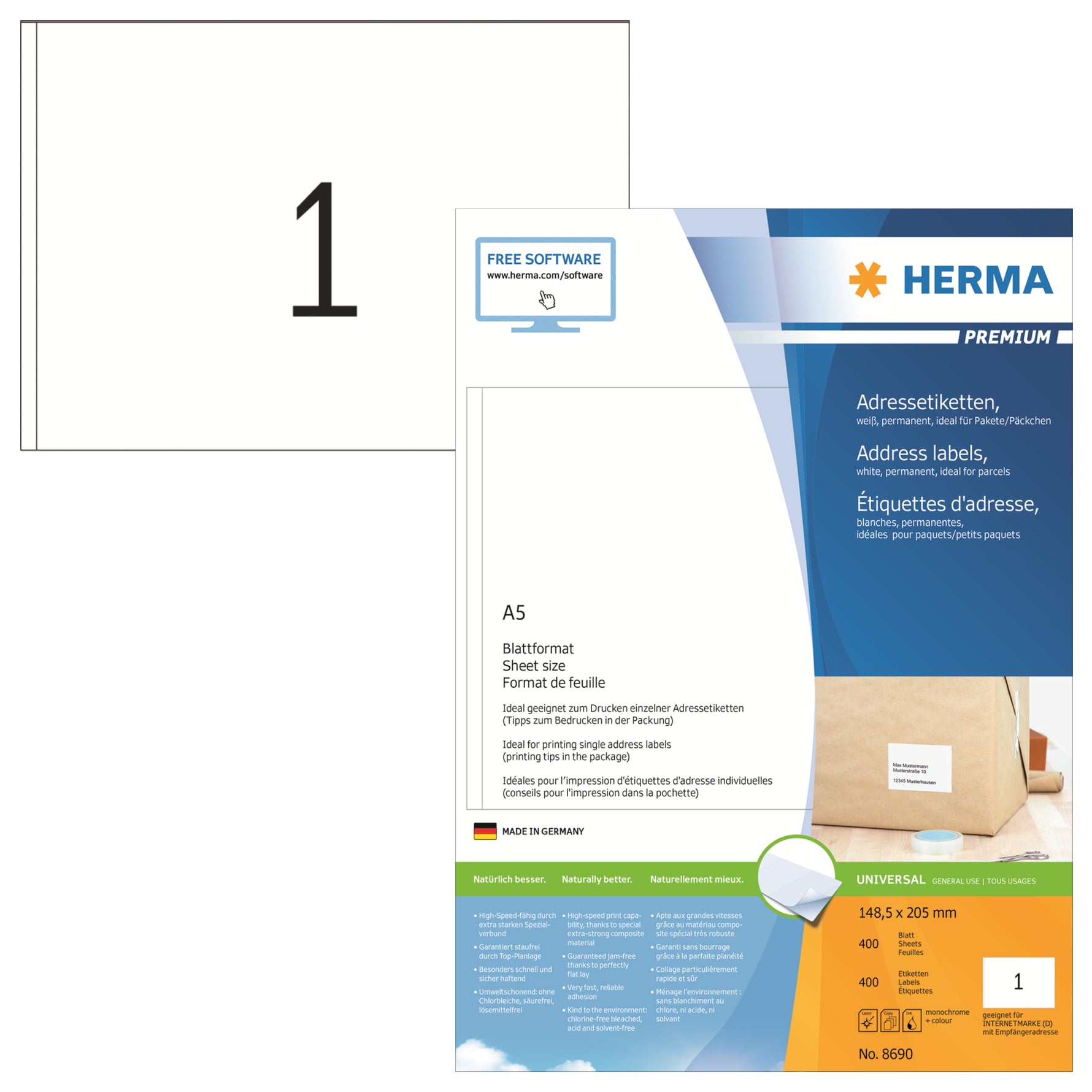 HERMA Universaletikett PREMIUM 148,5 x 205 mm (B x H)