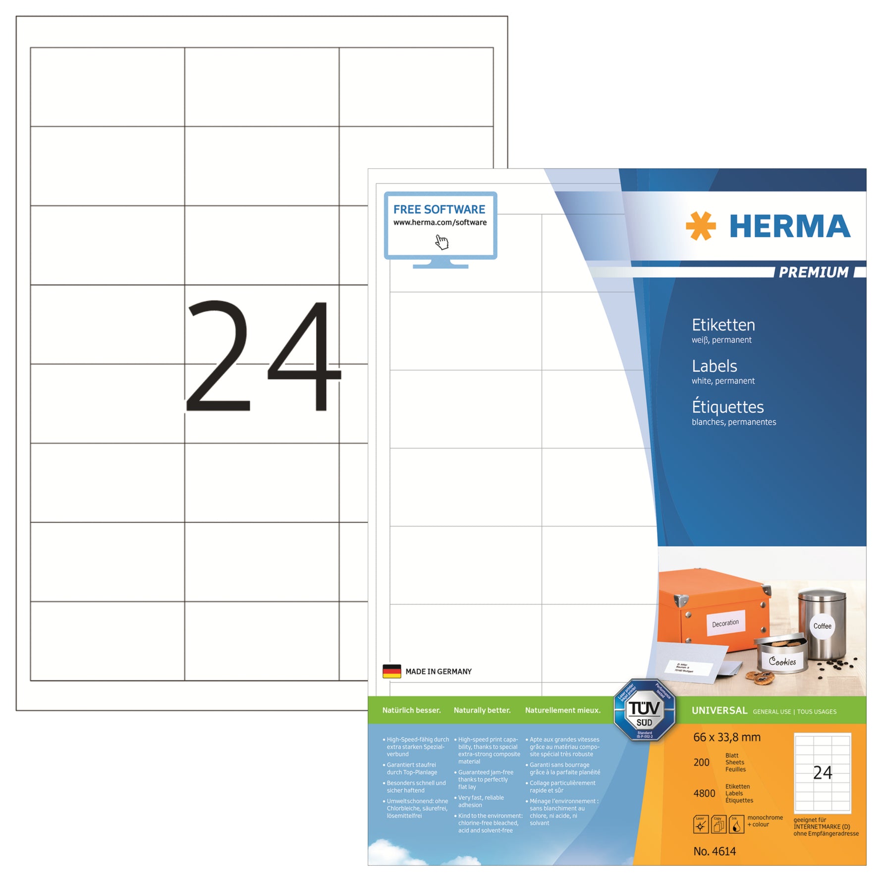 HERMA Universaletikett PREMIUM 66 x 33,8 mm (B x H)
