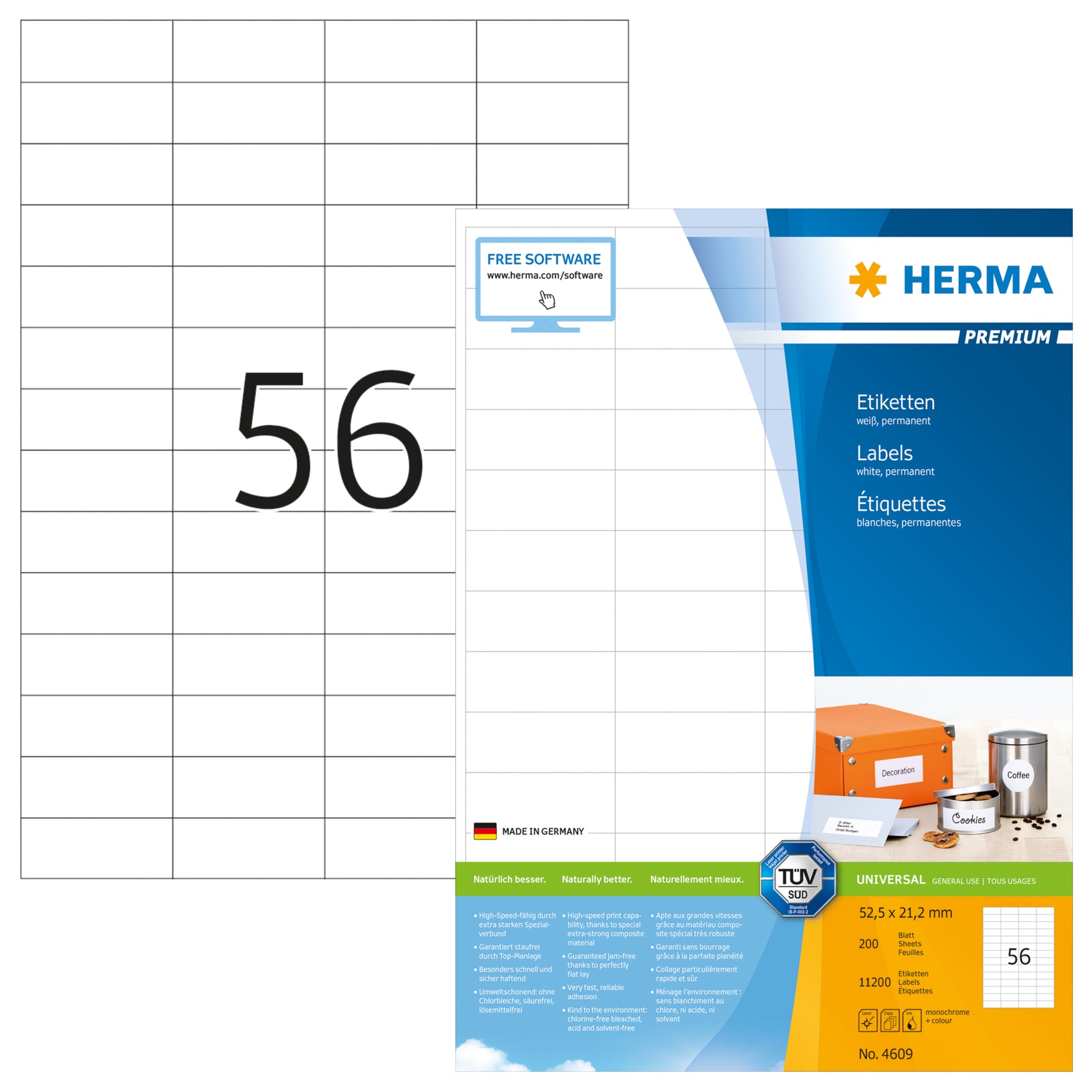 HERMA Universaletikett PREMIUM 52,5 x 21,2 mm (B x H)