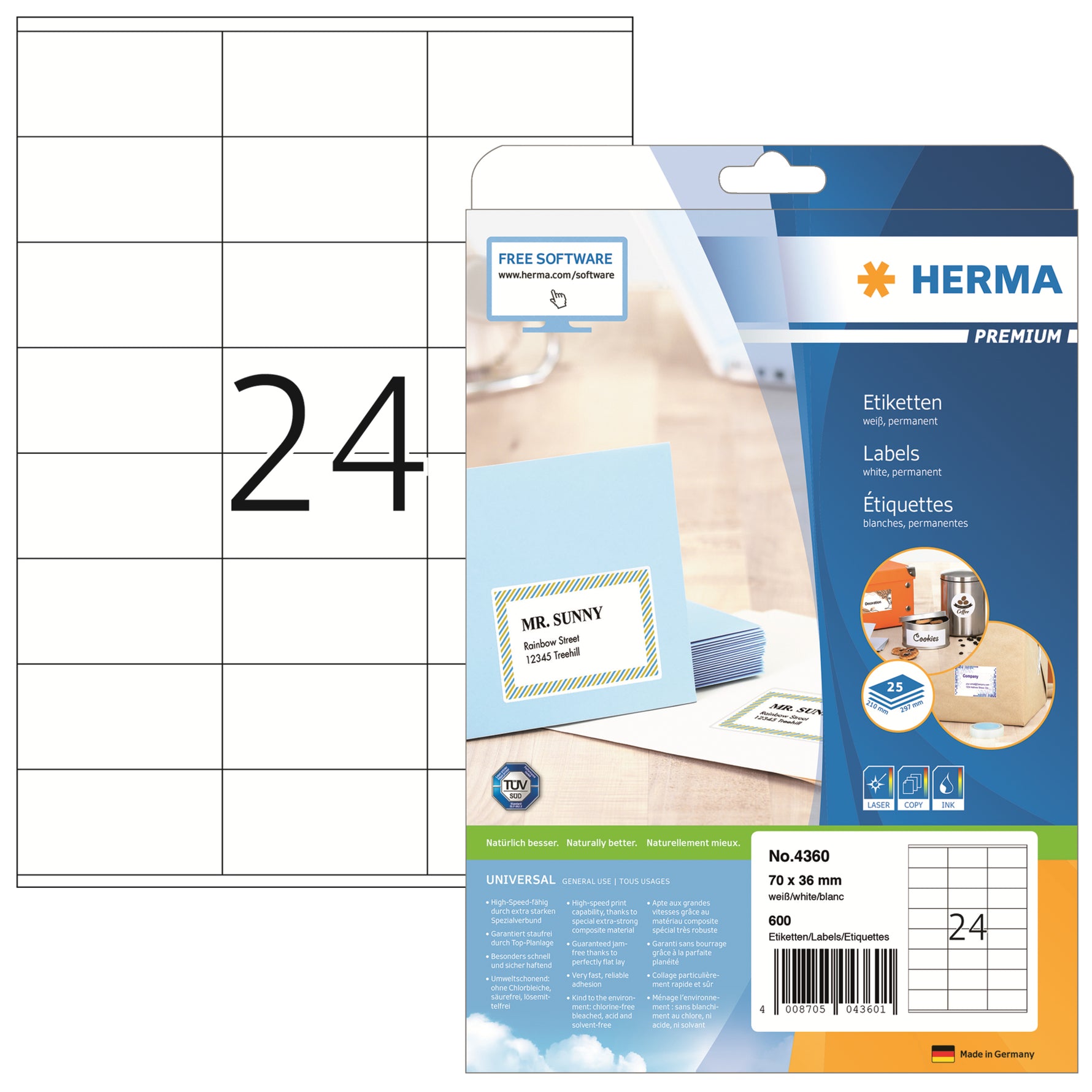 HERMA Universaletikett PREMIUM 70 x 36 mm (B x H)