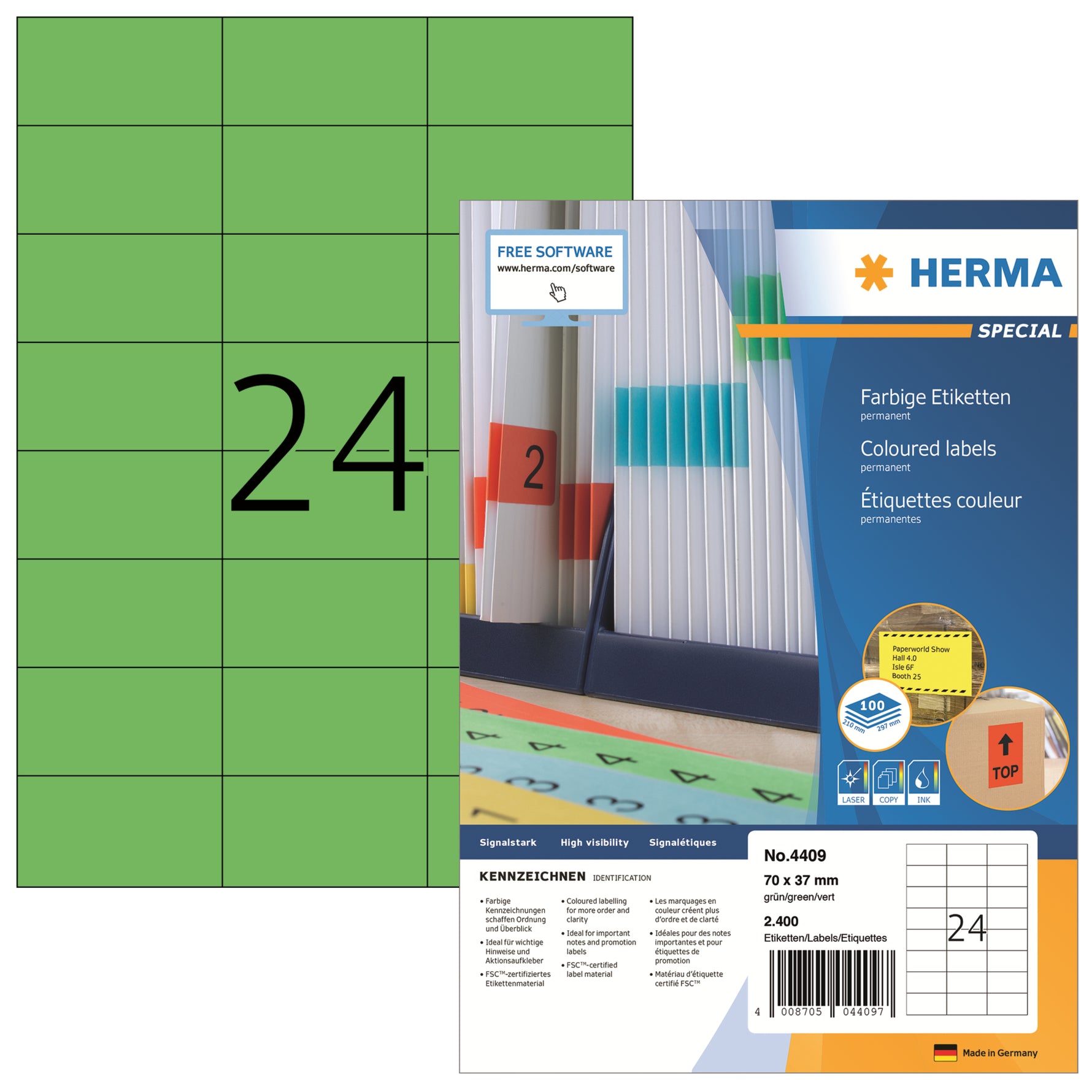 HERMA Universaletikett farbig 70 x 37 mm (B x H)